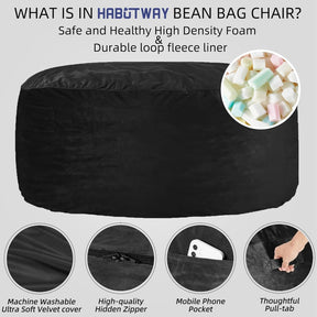 HABUTWAY® Dutch Velvet Bean Bag Chair