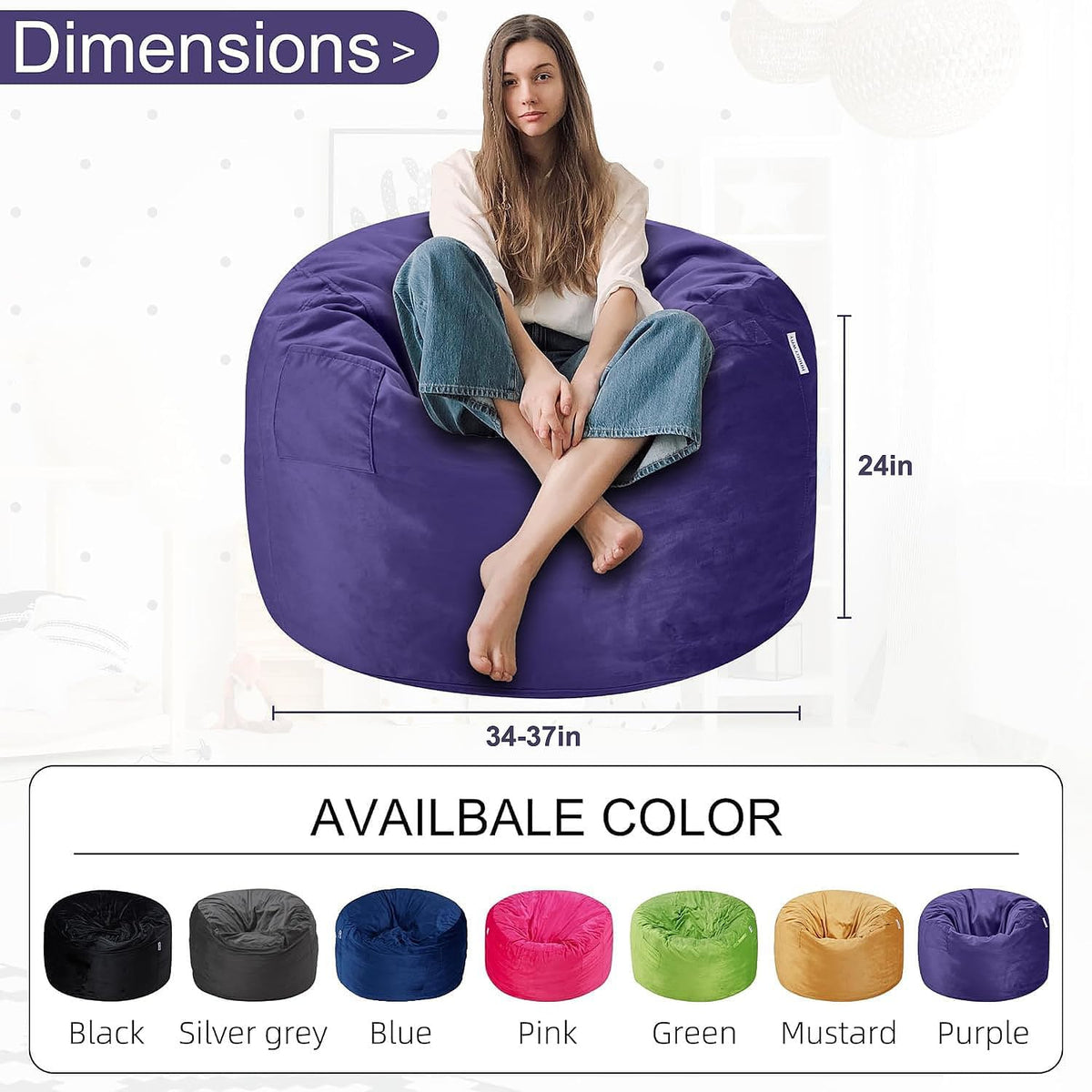 HABUTWAY® Dutch Velvet Bean Bag Chair