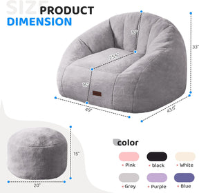 HABUTWAY® Comfy Faux Fur Shell-Shaped Bean Bag Couch
