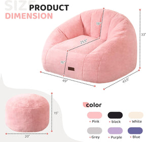 HABUTWAY® Comfy Faux Fur Shell-Shaped Bean Bag Couch