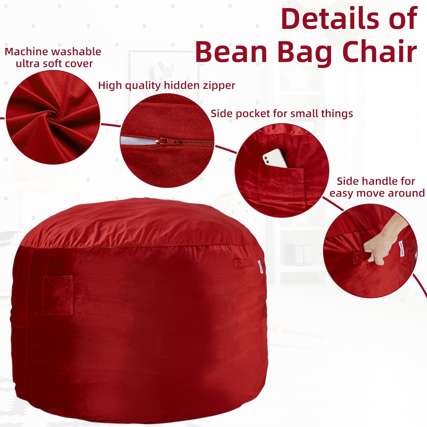 HABUTWAY® Dutch Velvet Bean Bag Chair