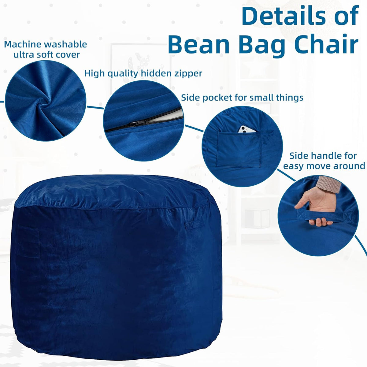 HABUTWAY® Dutch Velvet Bean Bag Chair