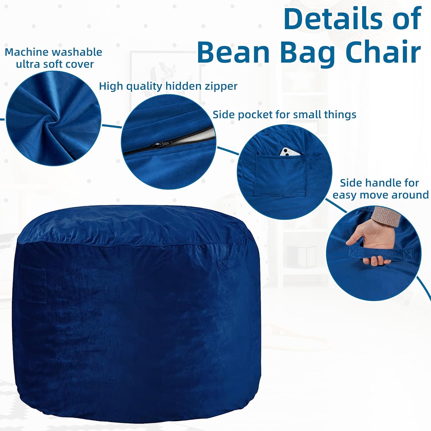 HABUTWAY® Dutch Velvet Bean Bag Chair