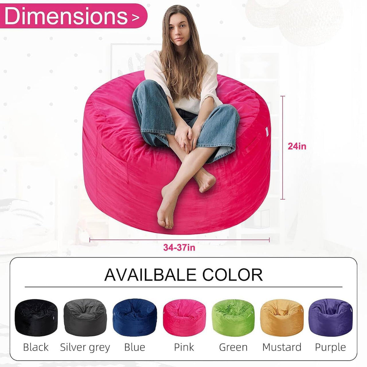 HABUTWAY® Dutch Velvet Bean Bag Chair