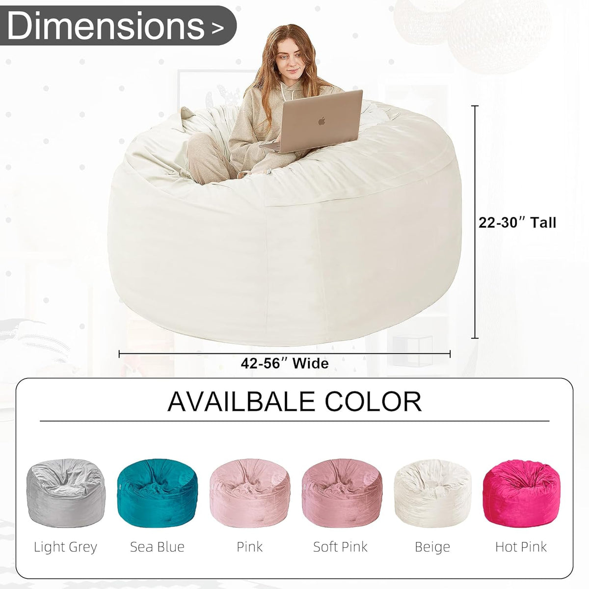 HABUTWAY® Dutch Velvet Bean Bag Chair