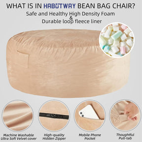 HABUTWAY® Dutch Velvet Bean Bag Chair