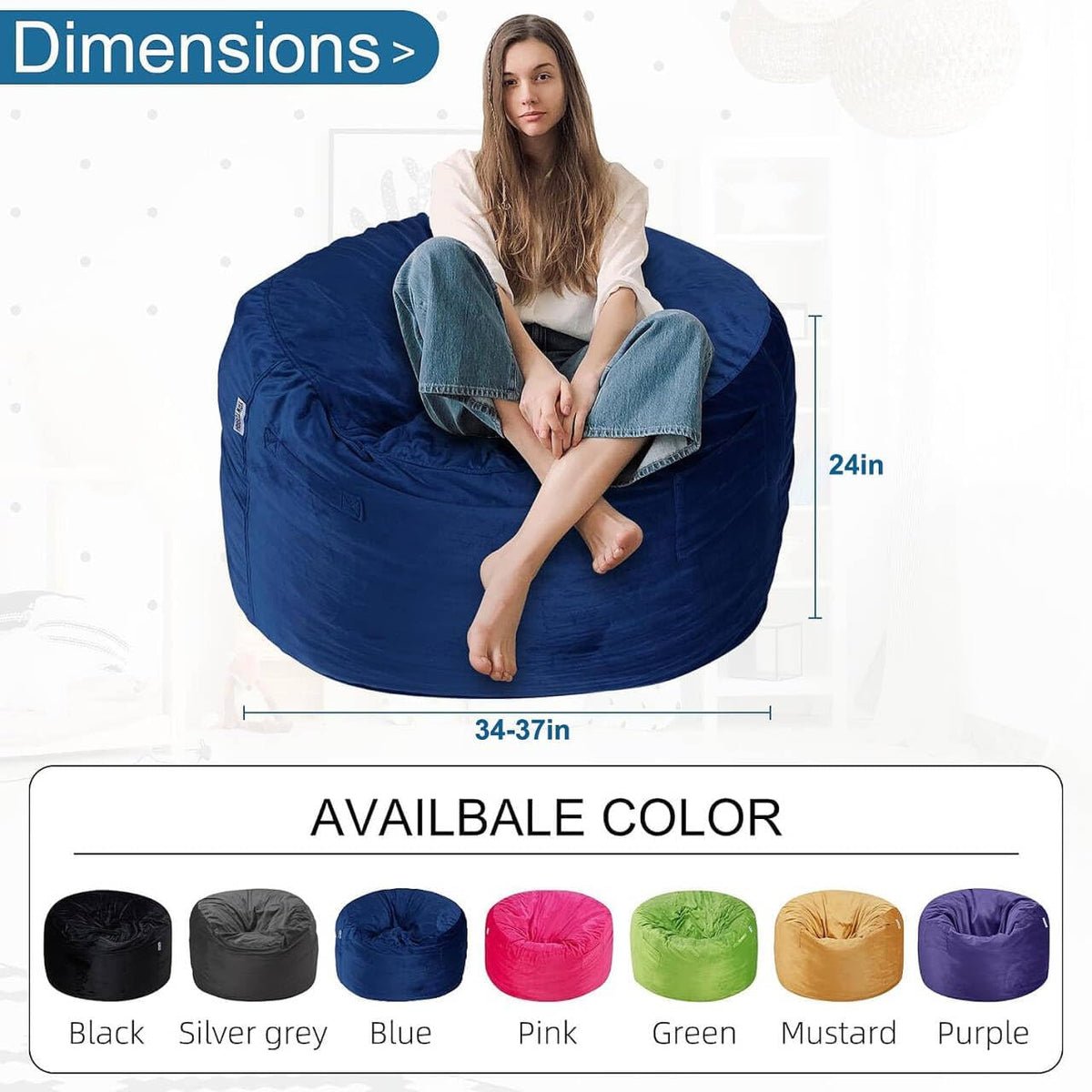 HABUTWAY® Dutch Velvet Bean Bag Chair