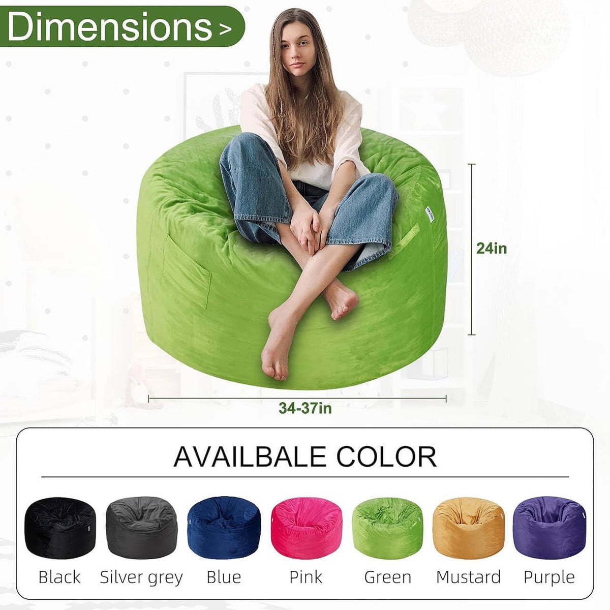 HABUTWAY® Dutch Velvet Bean Bag Chair