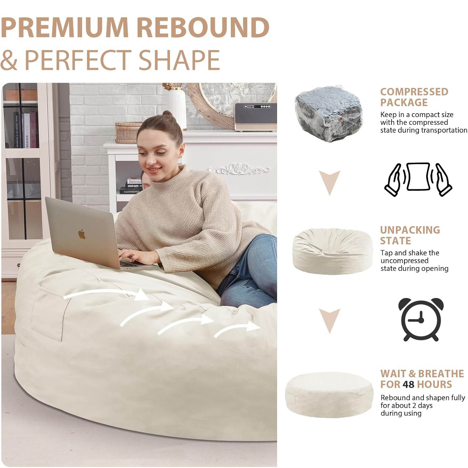 HABUTWAY® Dutch Velvet Bean Bag Chair New