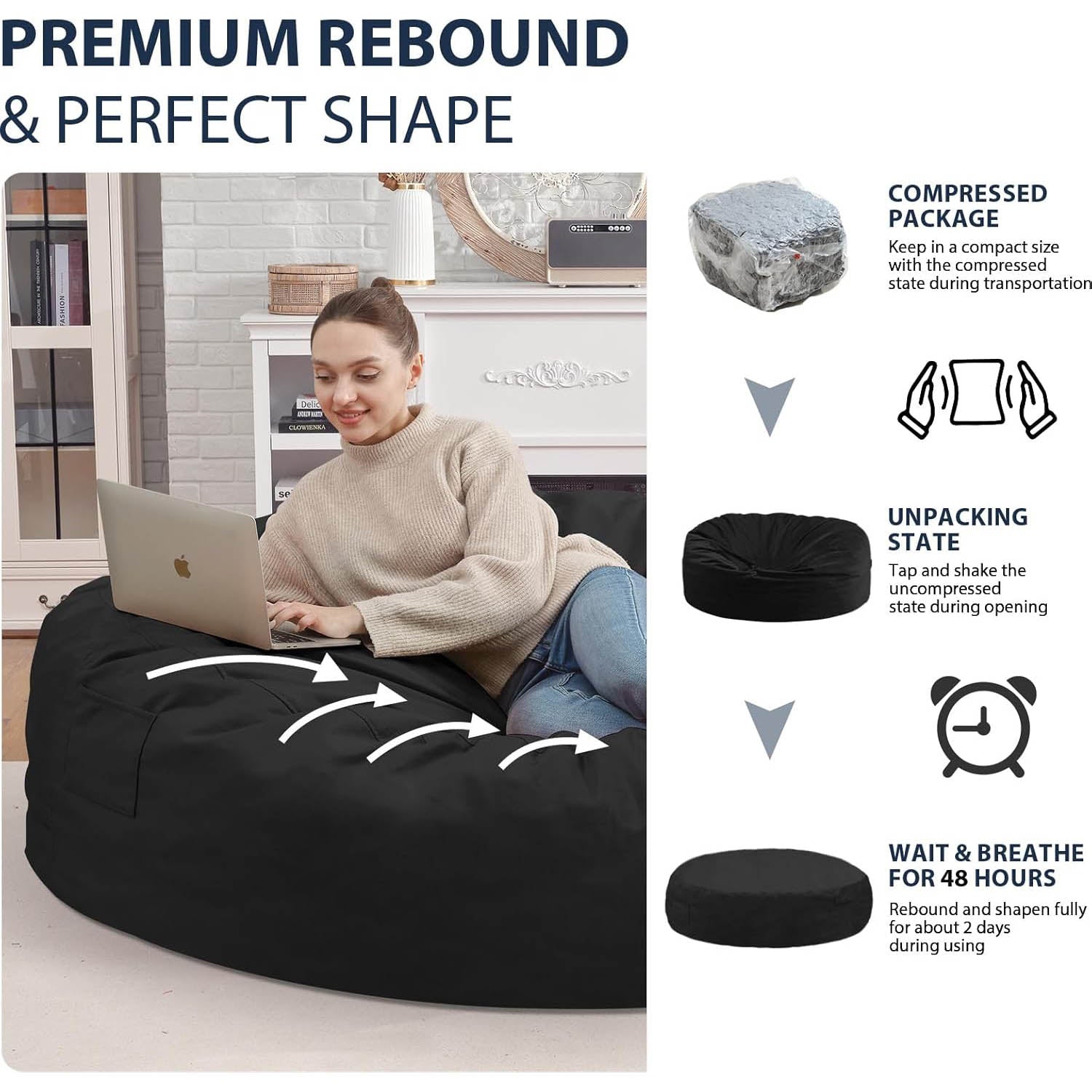 HABUTWAY® Dutch Velvet Bean Bag Chair New