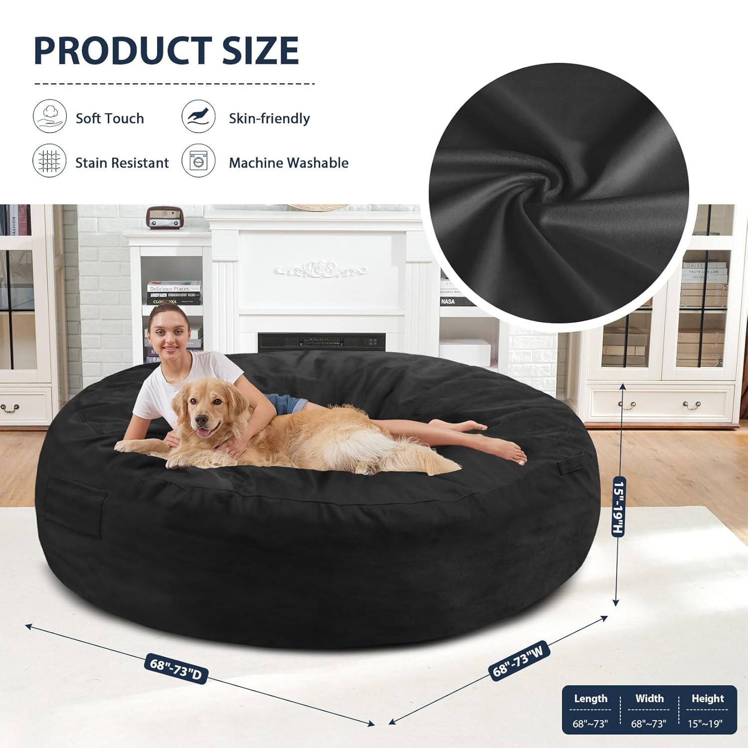 HABUTWAY® Dutch Velvet Bean Bag Chair New