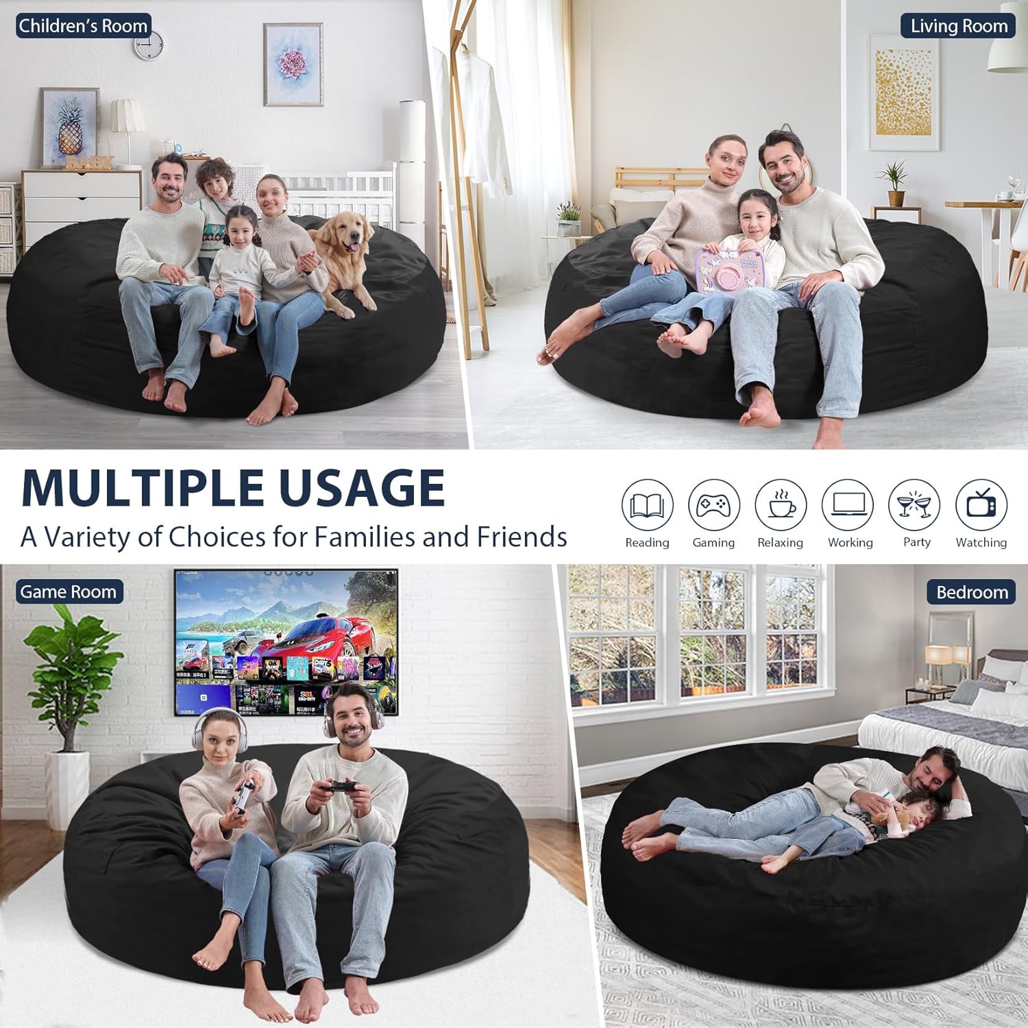 HABUTWAY® Dutch Velvet Bean Bag Chair New
