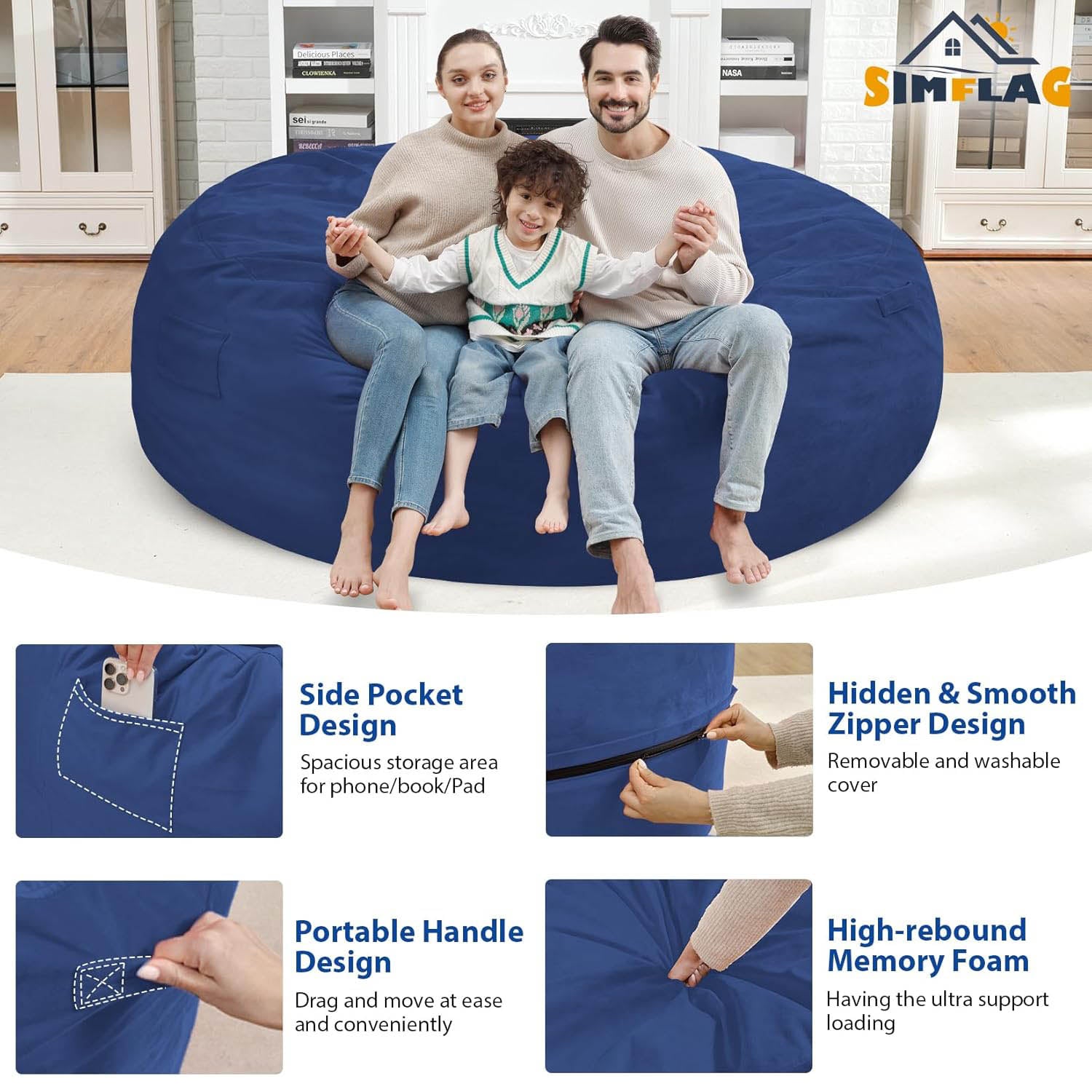 HABUTWAY® Dutch Velvet Bean Bag Chair New