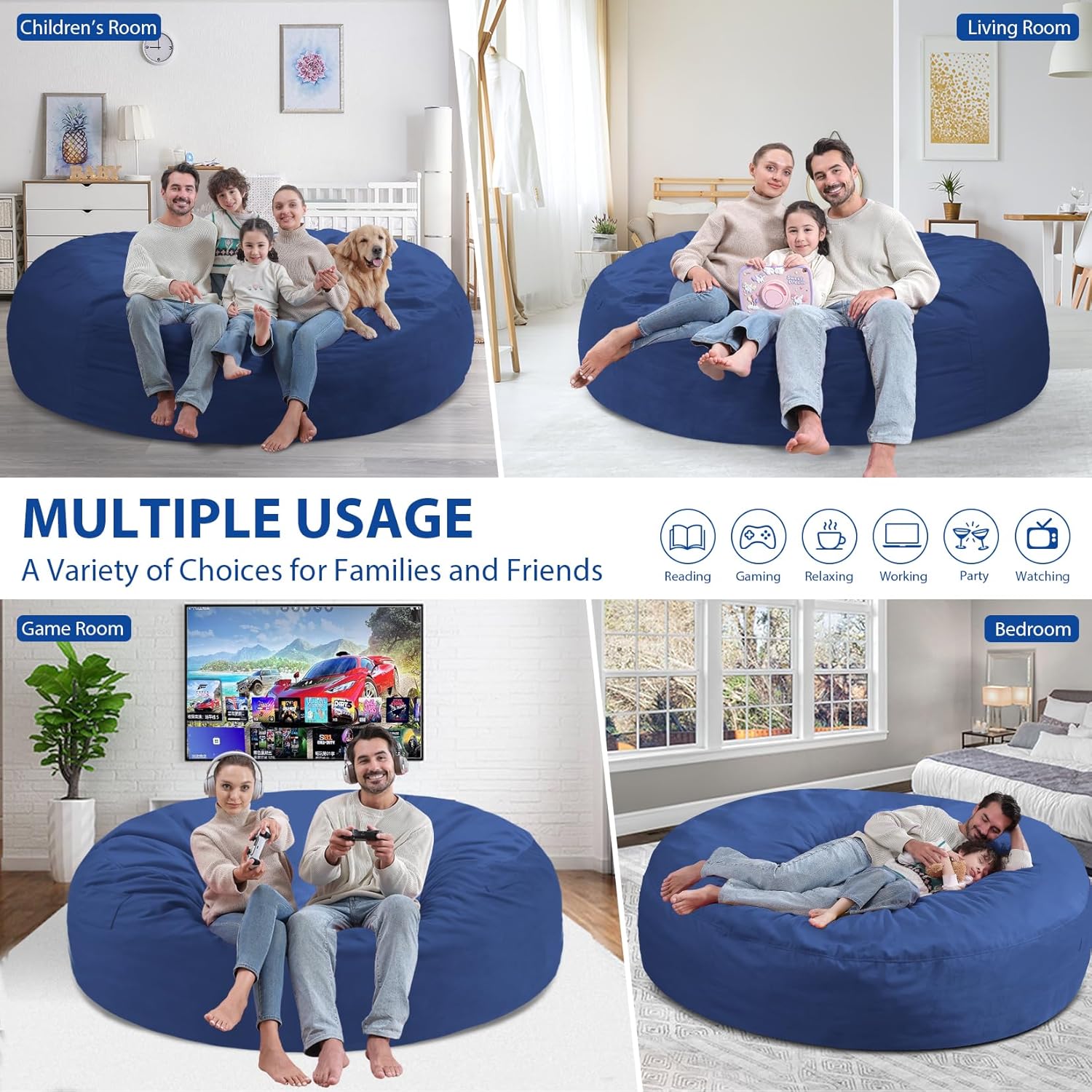HABUTWAY® Dutch Velvet Bean Bag Chair New