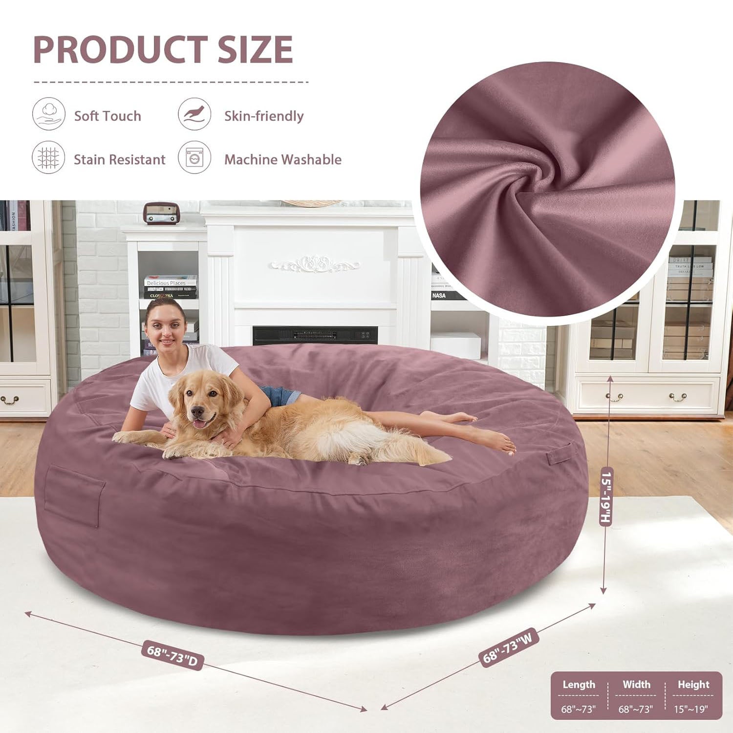 HABUTWAY® Dutch Velvet Bean Bag Chair New