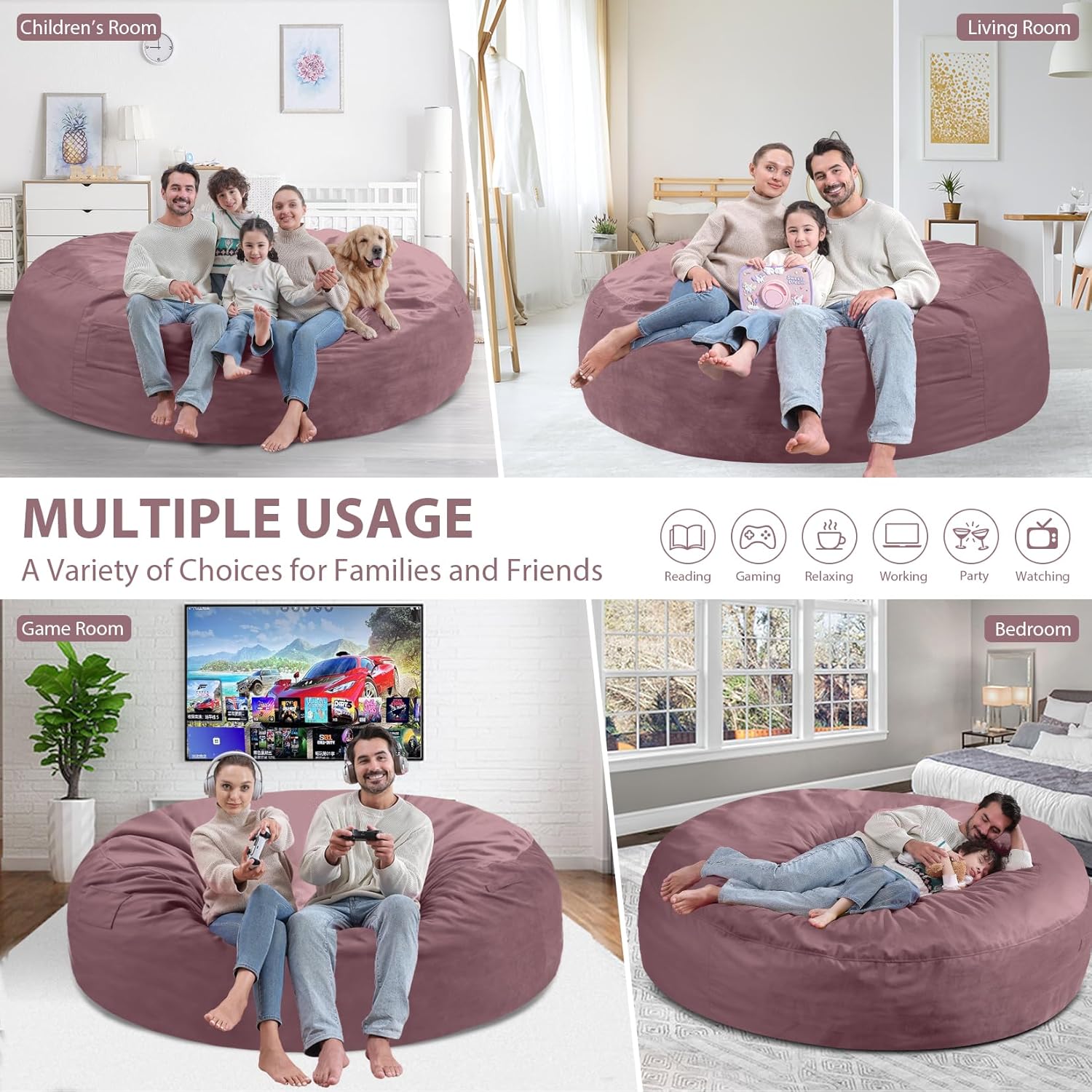 HABUTWAY® Dutch Velvet Bean Bag Chair New