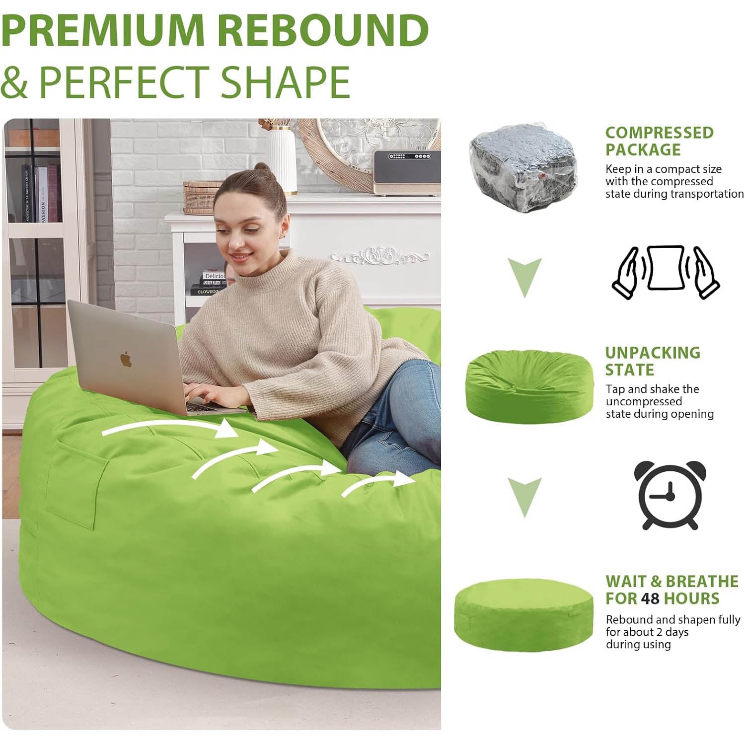 HABUTWAY® Dutch Velvet Bean Bag Chair New