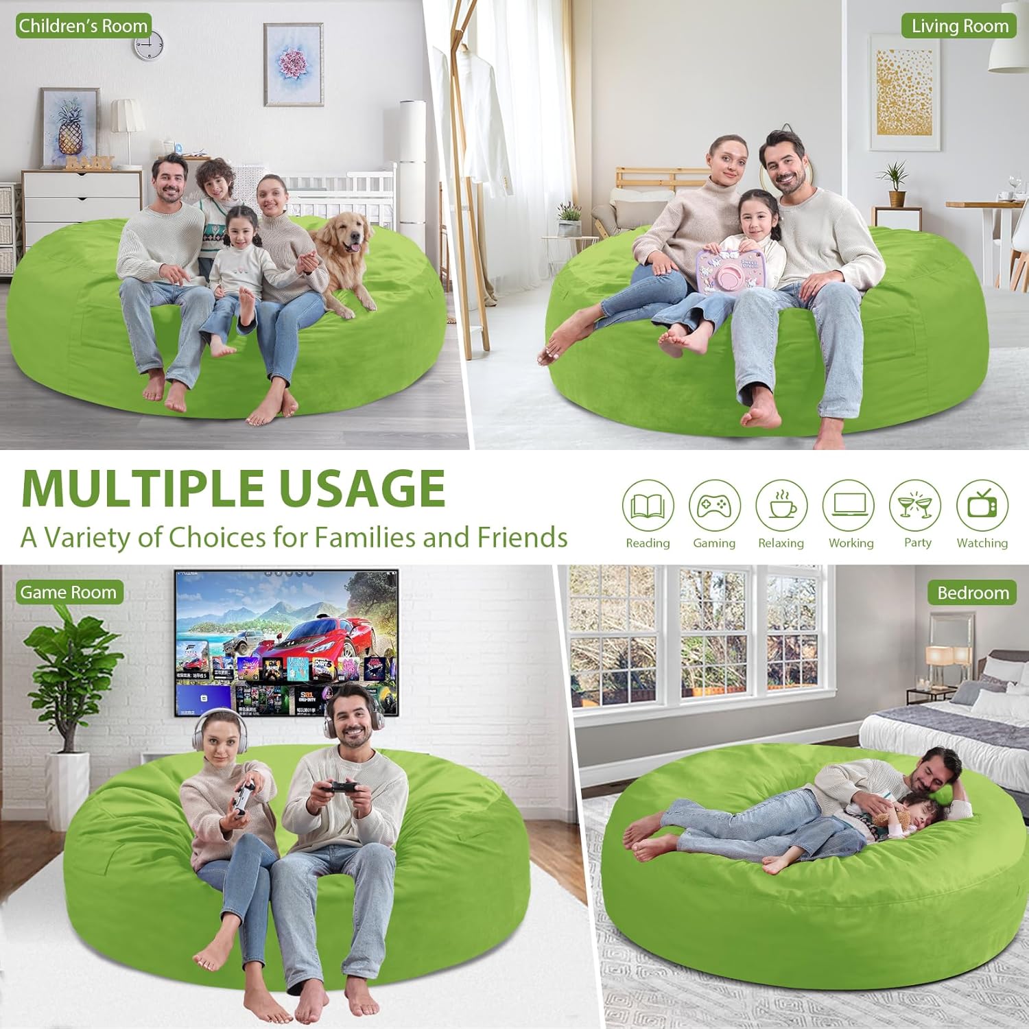 HABUTWAY® Dutch Velvet Bean Bag Chair New