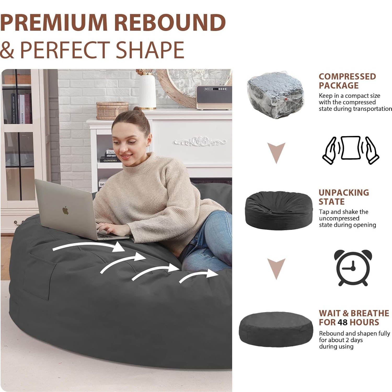 HABUTWAY® Dutch Velvet Bean Bag Chair New
