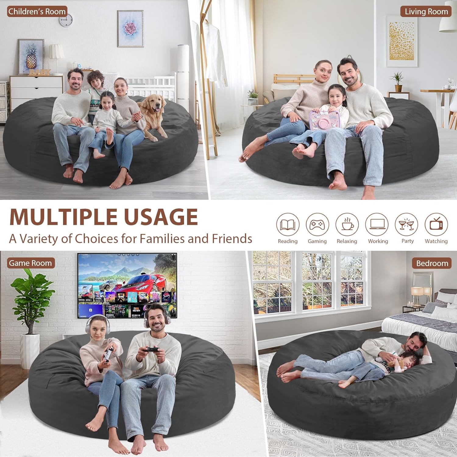 HABUTWAY® Dutch Velvet Bean Bag Chair New