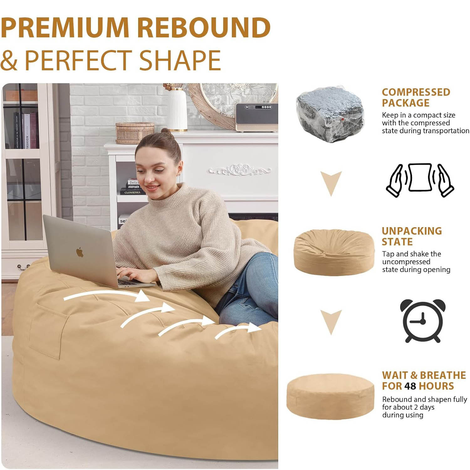 HABUTWAY® Dutch Velvet Bean Bag Chair New