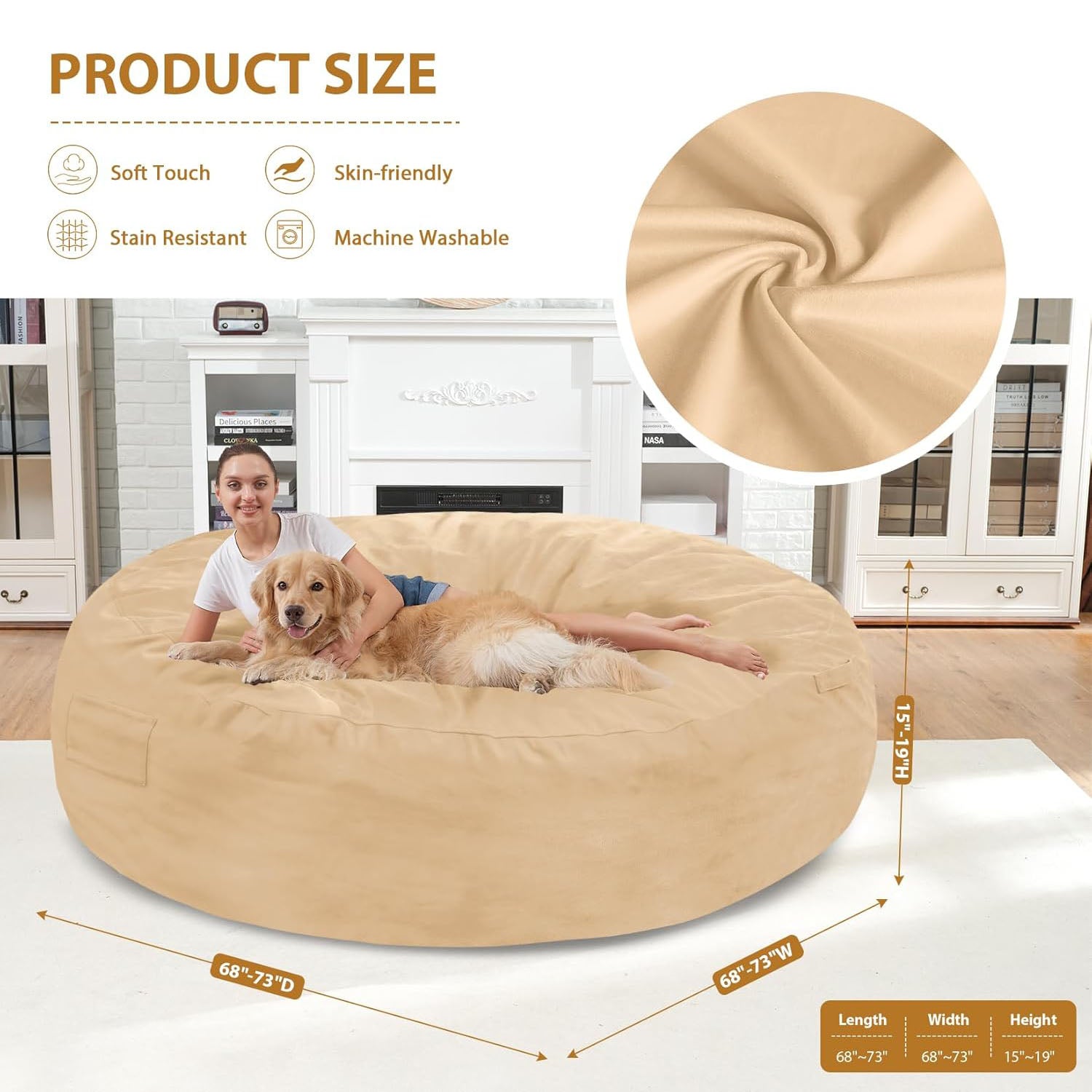 HABUTWAY® Dutch Velvet Bean Bag Chair New