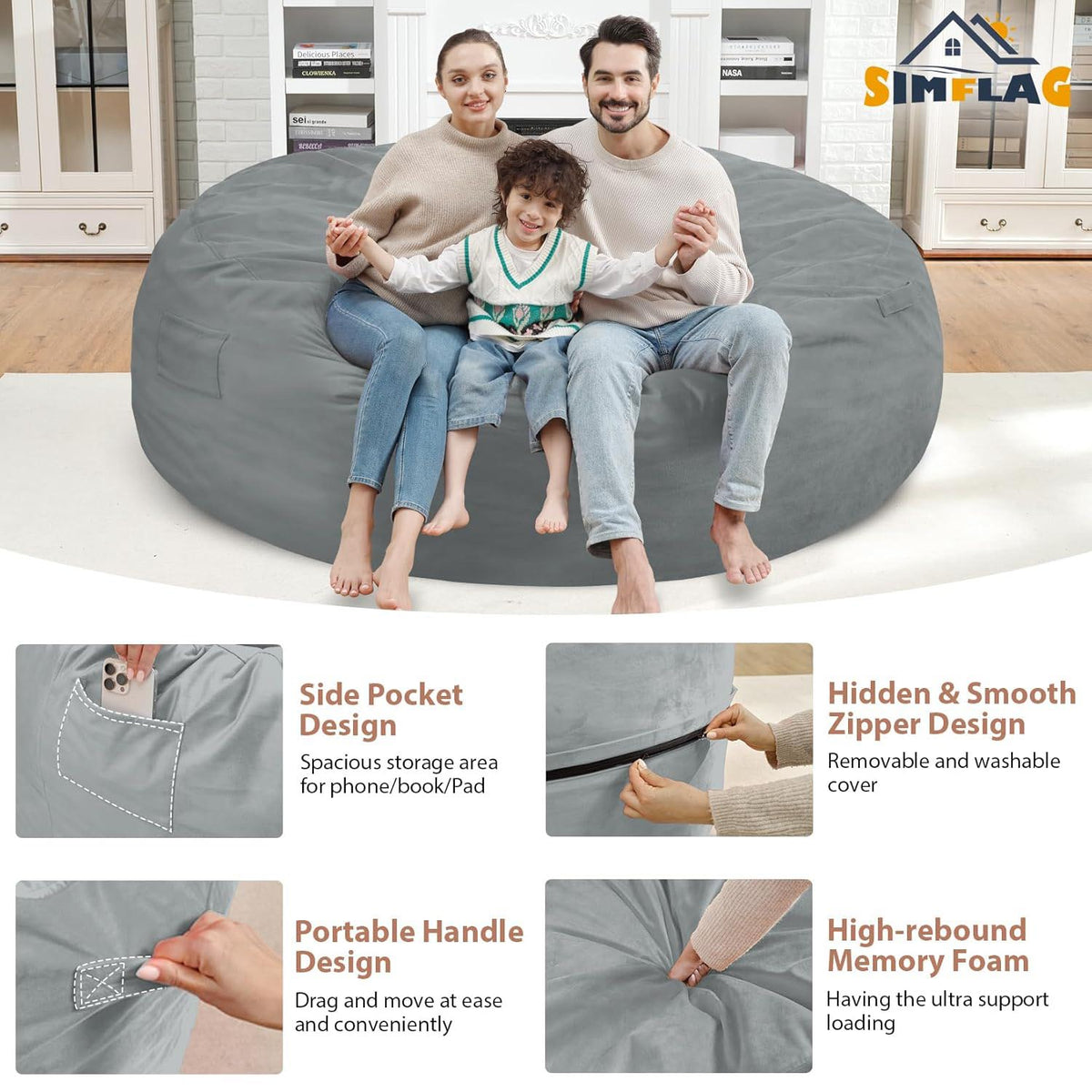 HABUTWAY® Dutch Velvet Bean Bag Chair New