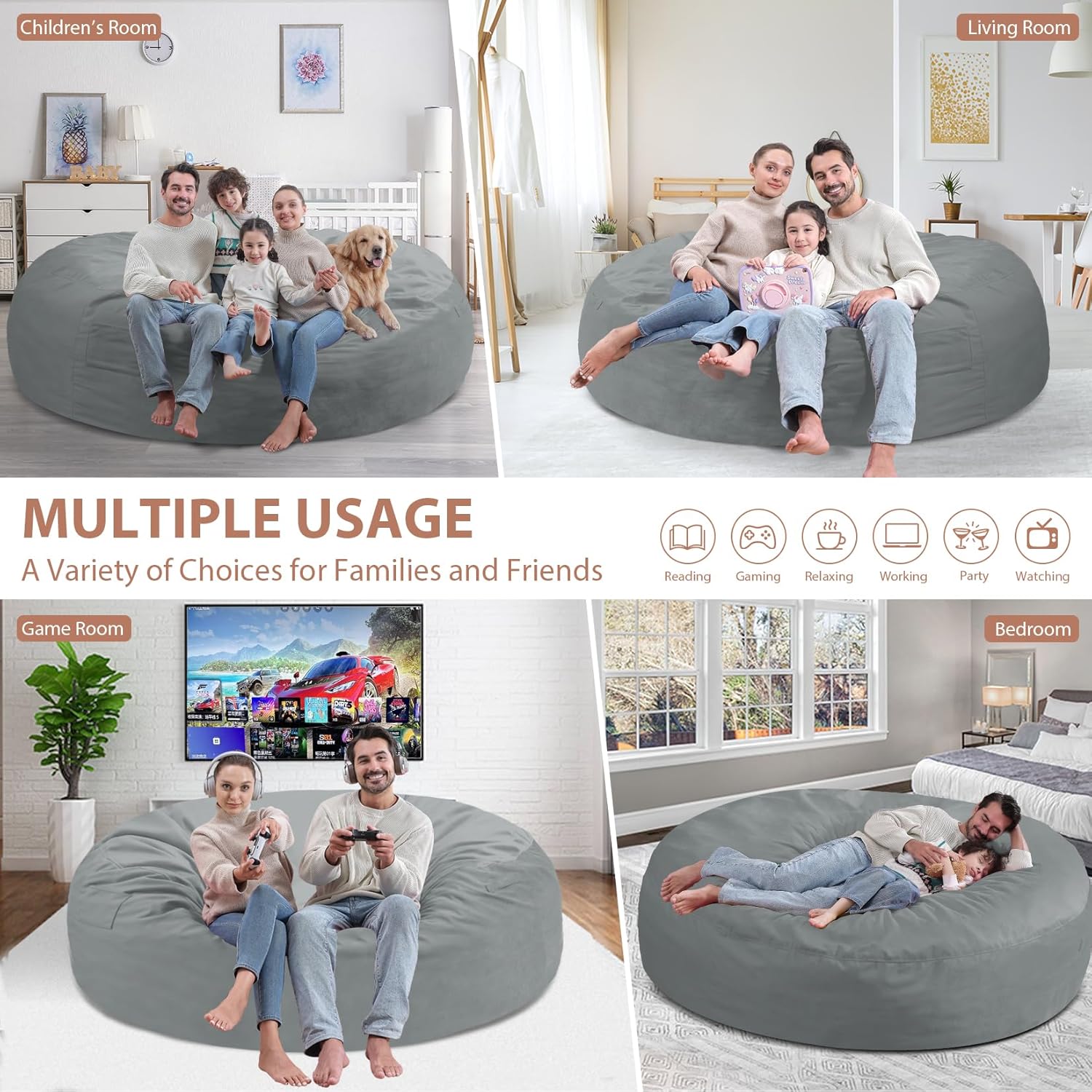 HABUTWAY® Dutch Velvet Bean Bag Chair New