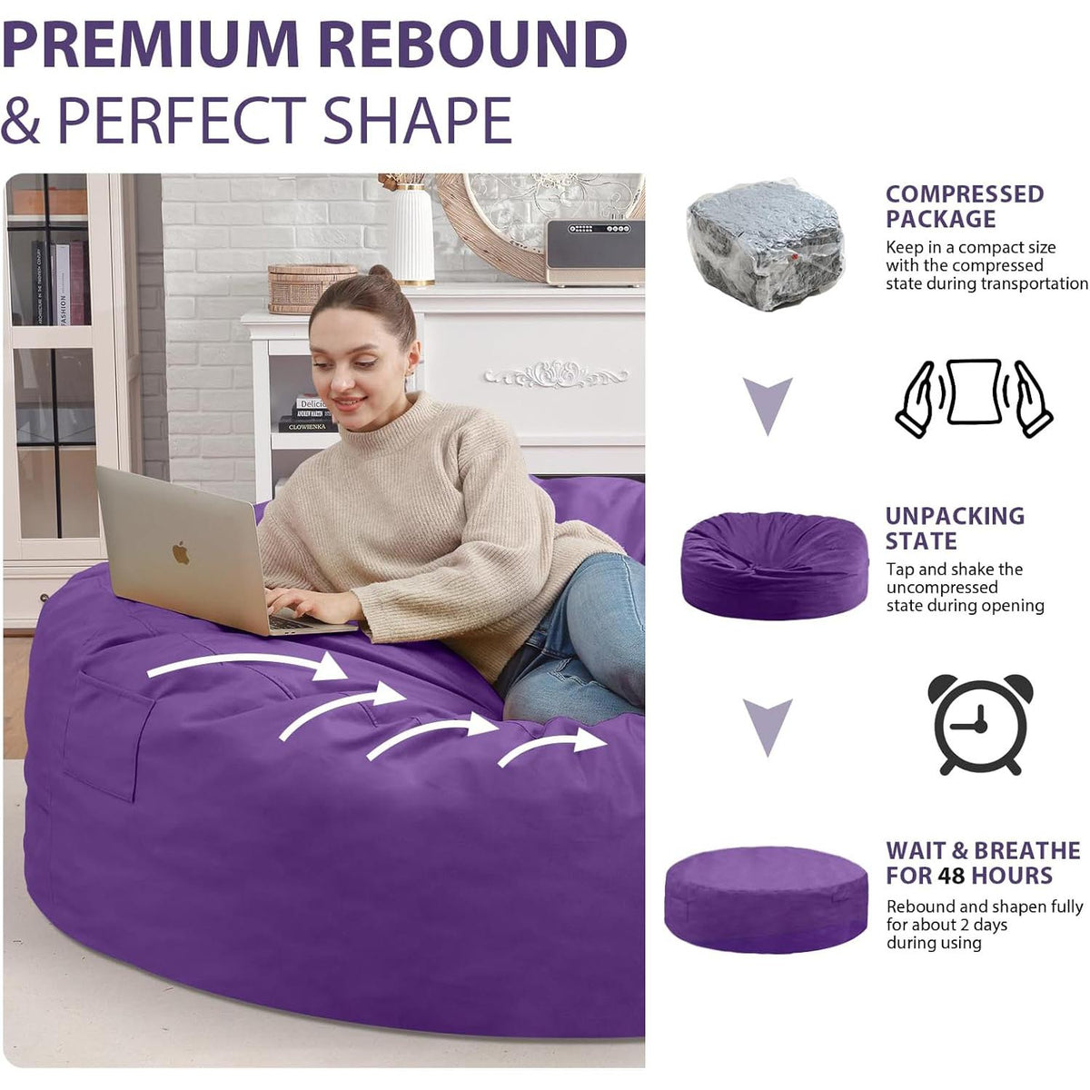 HABUTWAY® Dutch Velvet Bean Bag Chair New