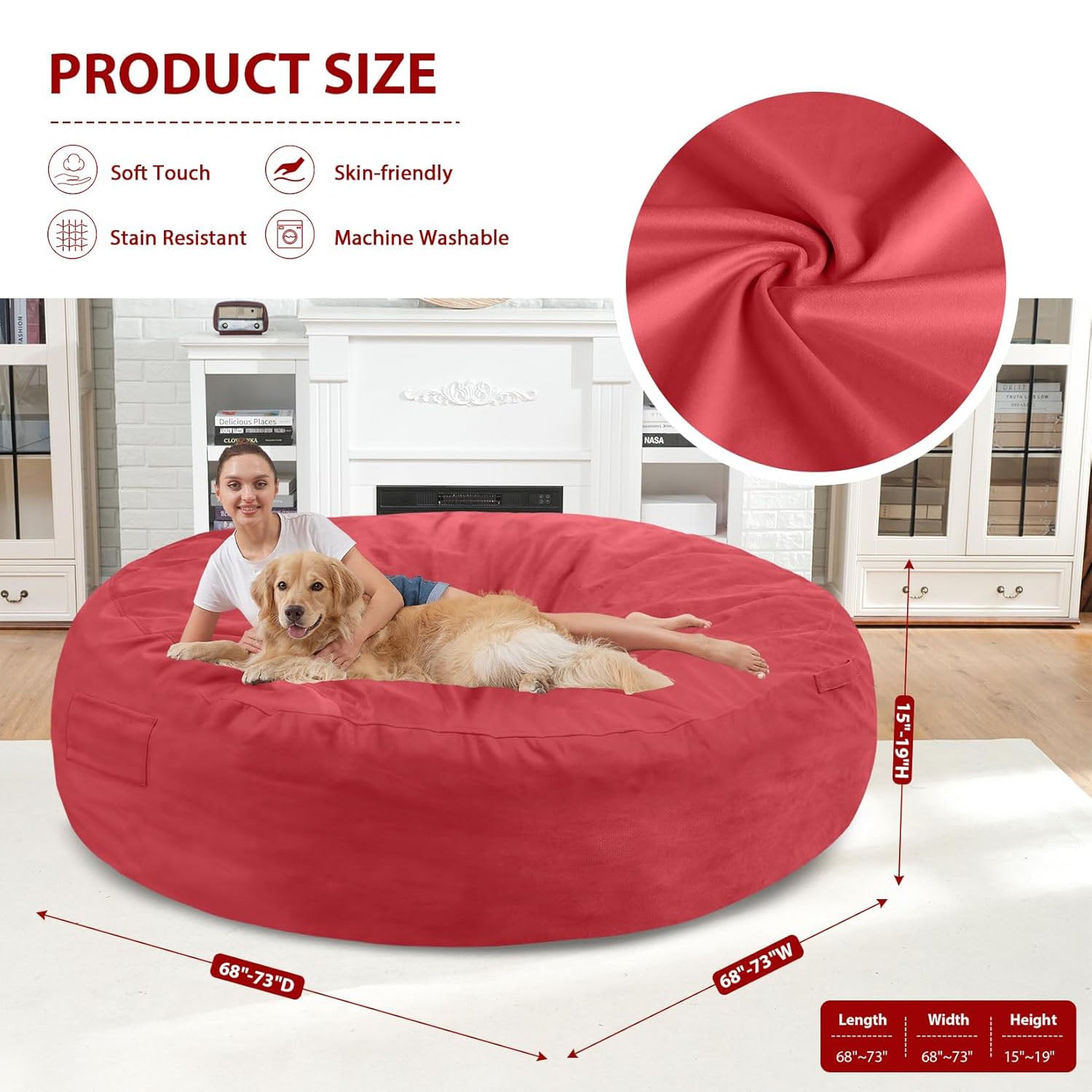 HABUTWAY® Dutch Velvet Bean Bag Chair New