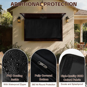 HABUTWAY Solid Wood Outdoor TV Enclosure for 32-55" TVs, Weatherproof Cabinet with Wall Mount & Oxford Cover, Walnut