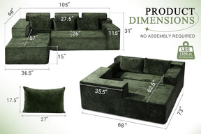 HABUTWAY®L-Shape Modular Sectional Sofa Couch
