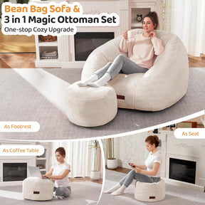 HABUTWAY® Comfy Faux Fur Shell-Shaped Bean Bag Couch