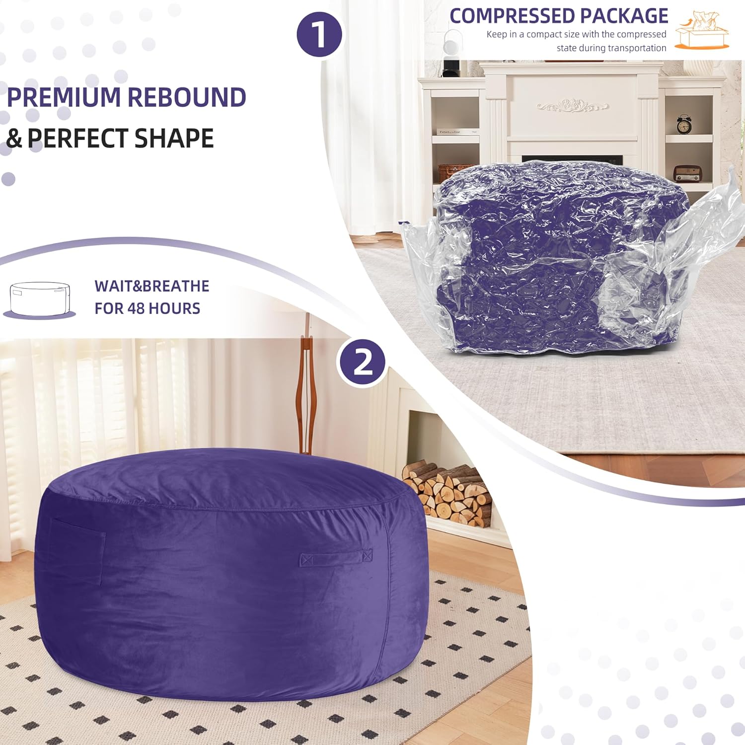 HABUTWAY® Dutch Velvet Bean Bag Chair