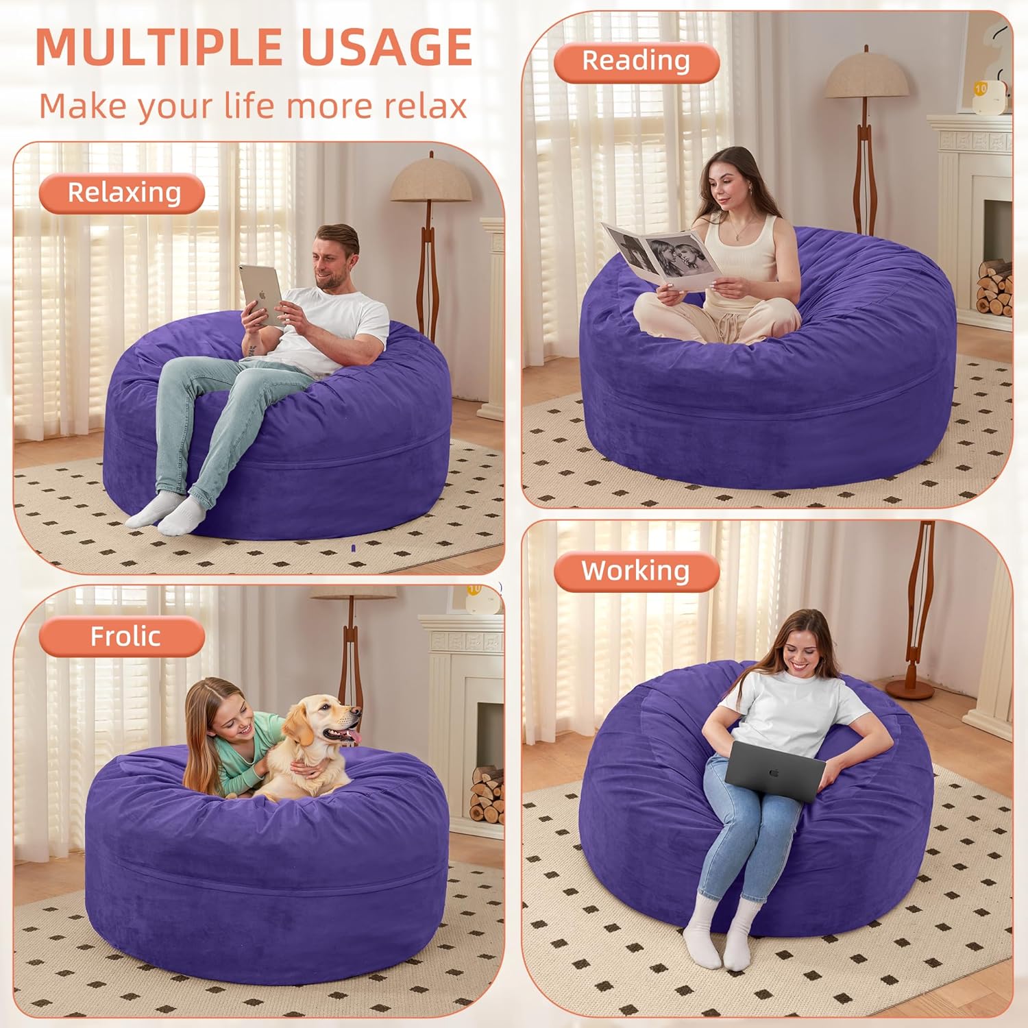 HABUTWAY® Dutch Velvet Bean Bag Chair