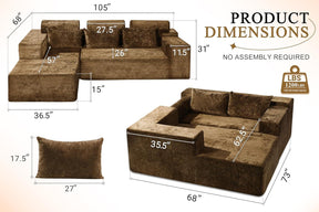 HABUTWAY®L-Shape Modular Sectional Sofa Couch