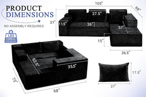 HABUTWAY®L-Shape Modular Sectional Sofa Couch