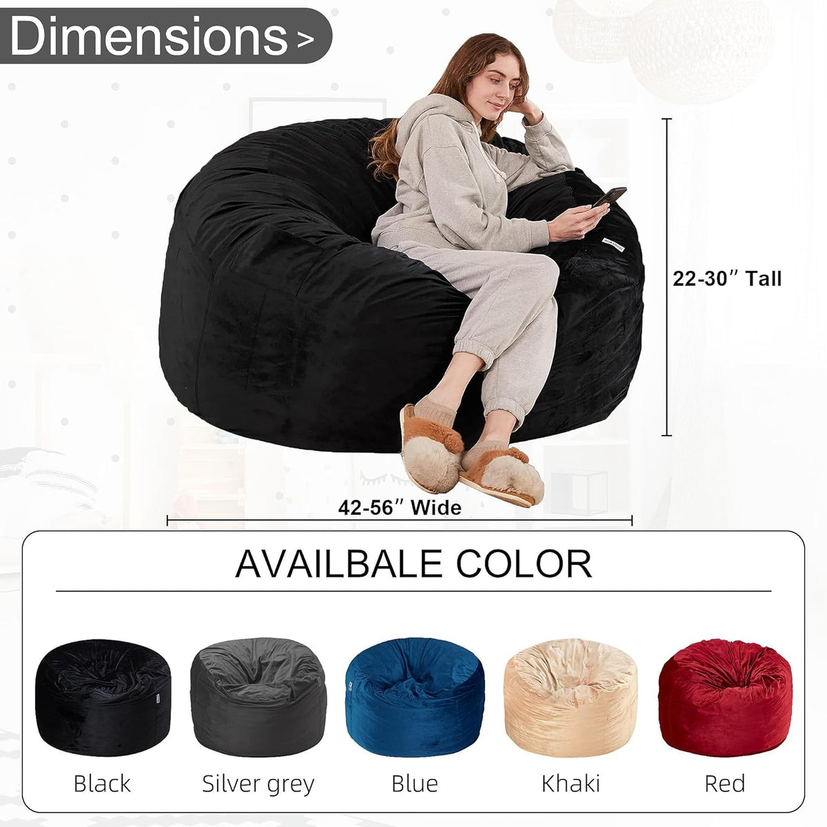 HABUTWAY® Dutch Velvet Bean Bag Chair