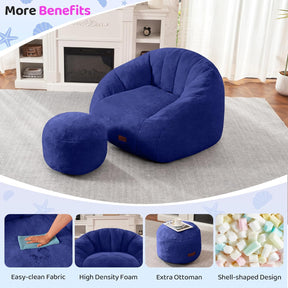 HABUTWAY® Comfy Faux Fur Shell-Shaped Bean Bag Couch