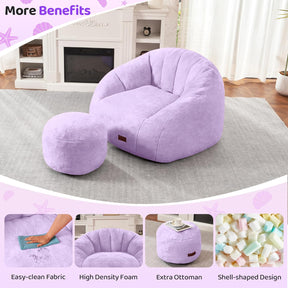 HABUTWAY® Comfy Faux Fur Shell-Shaped Bean Bag Couch