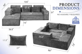 HABUTWAY®L-Shape Modular Sectional Sofa Couch