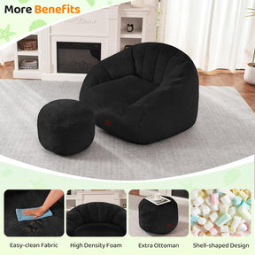 HABUTWAY® Comfy Faux Fur Shell-Shaped Bean Bag Couch