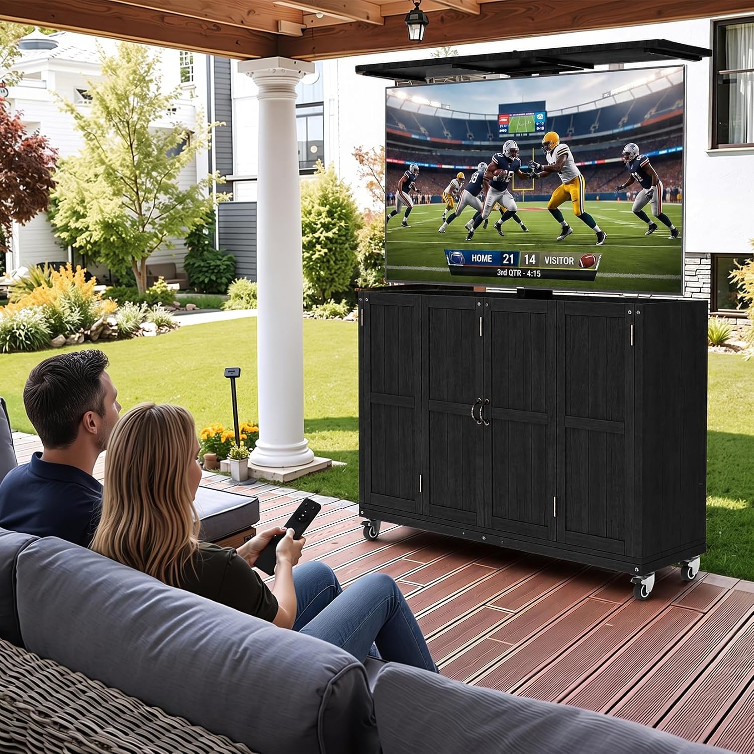 HABUTWAY® Hidden Motorized TV Lift Cabinet Solid Wood TV Cabinet for 32–65” TVs