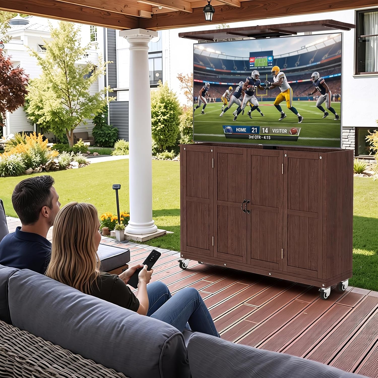 HABUTWAY® Hidden Motorized TV Lift Cabinet Solid Wood TV Cabinet for 32–65” TVs