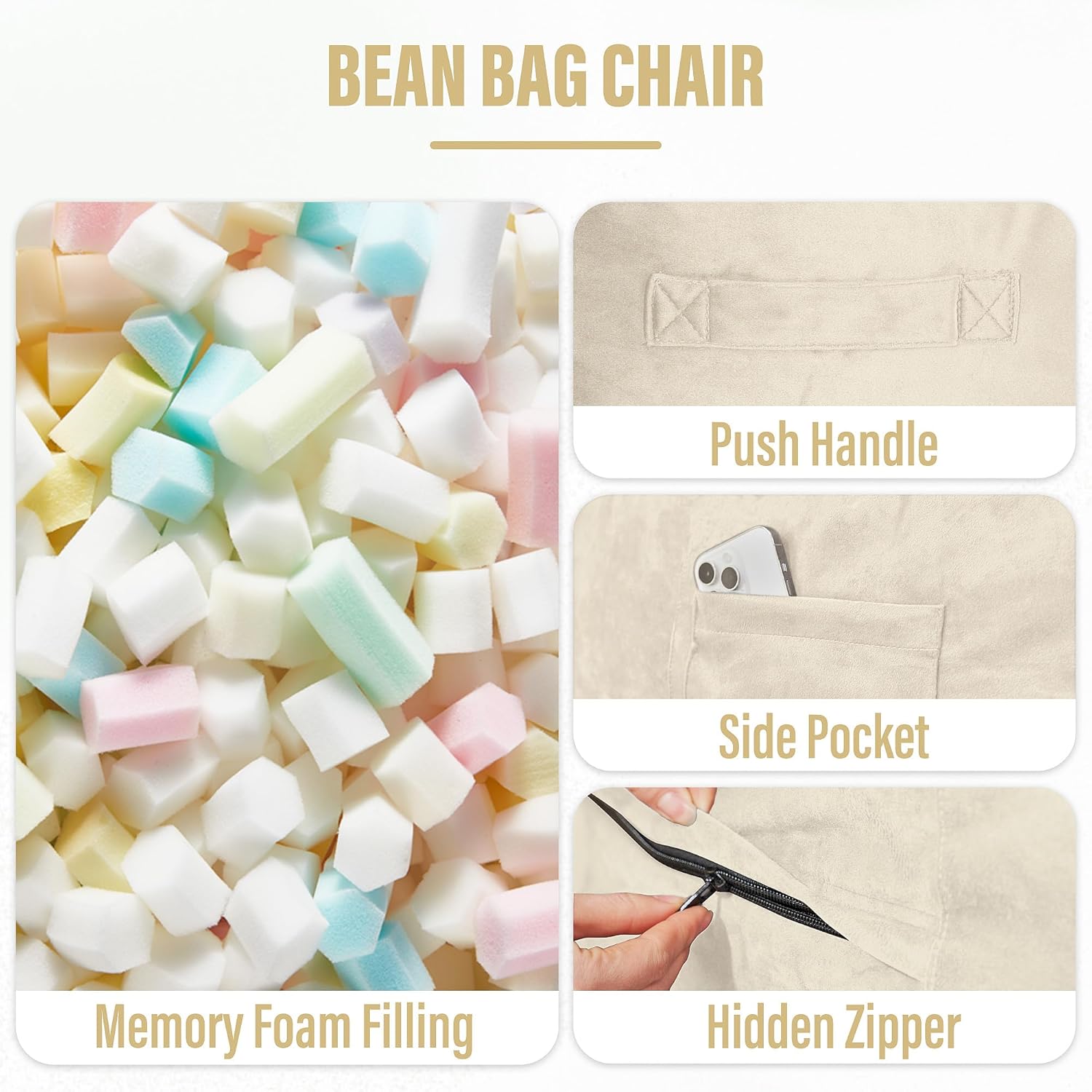 HABUTWAY® Dutch Velvet Bean Bag Chair