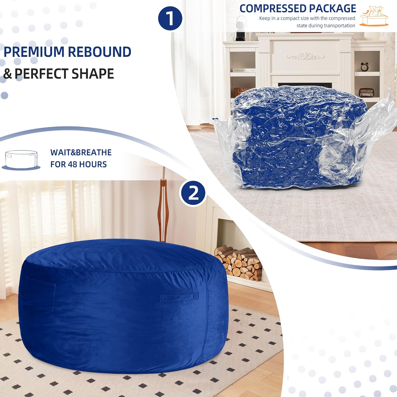 HABUTWAY® Dutch Velvet Bean Bag Chair