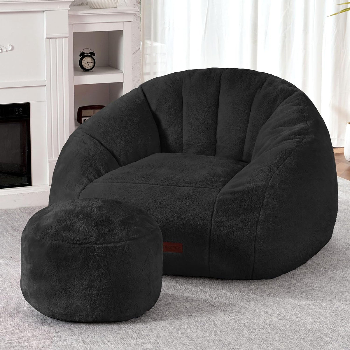 HABUTWAY® Comfy Faux Fur Shell-Shaped Bean Bag Couch