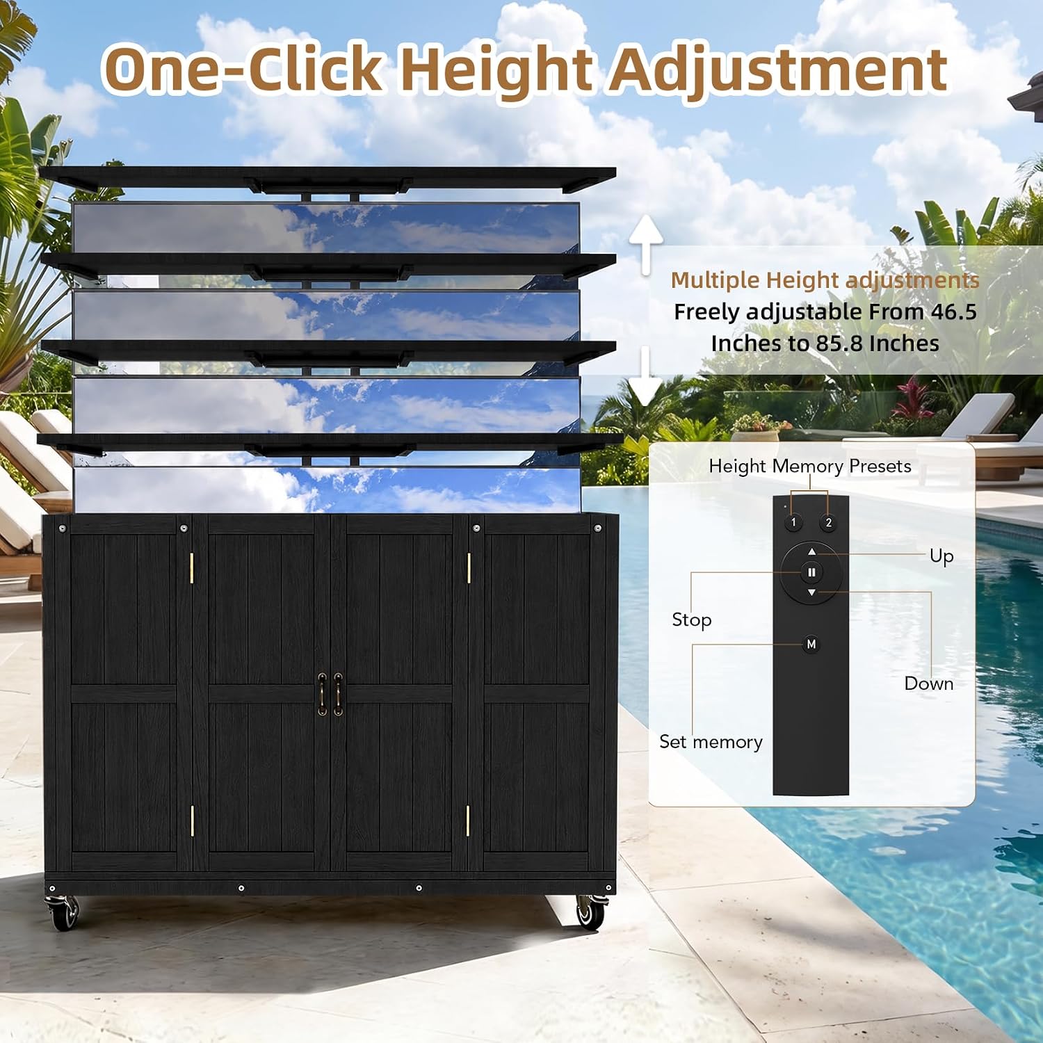 HABUTWAY® Hidden Motorized TV Lift Cabinet Solid Wood TV Cabinet for 32–65” TVs