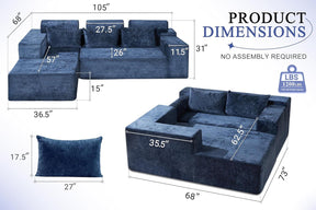 HABUTWAY®L-Shape Modular Sectional Sofa Couch