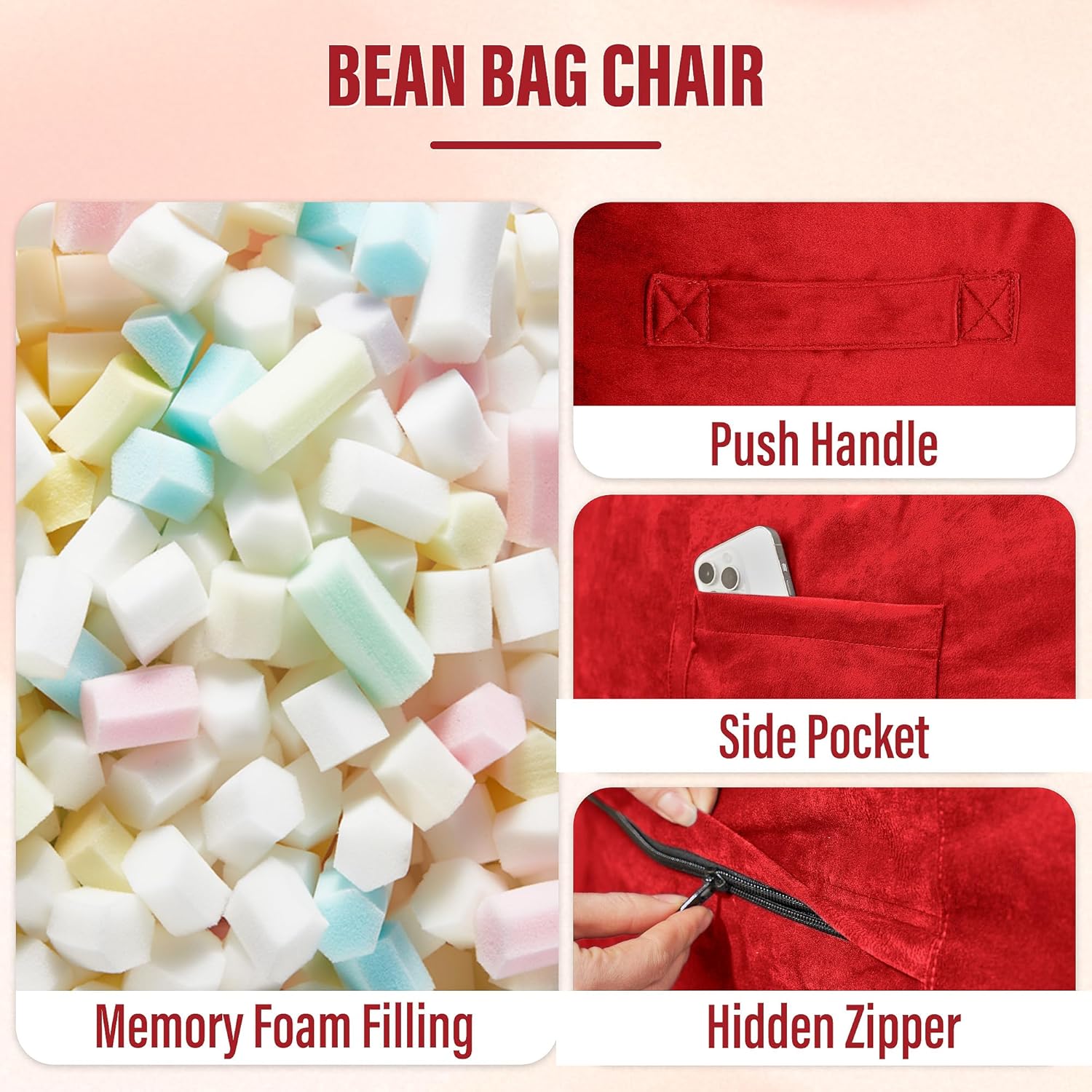 HABUTWAY® Dutch Velvet Bean Bag Chair